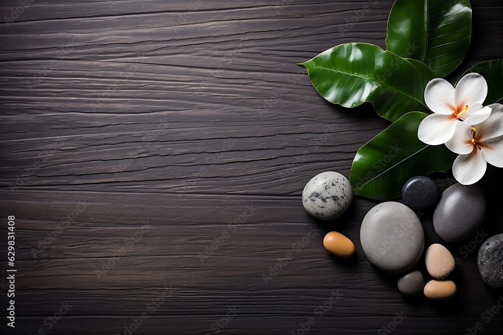 White orchid and spa stones on the Dark background White orchid and spa stones on the Dark background
