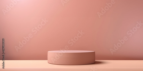 Modern pink podium  stage platform display on pastel pink background space  mockup  template for product presentation  text copy space  generative ai