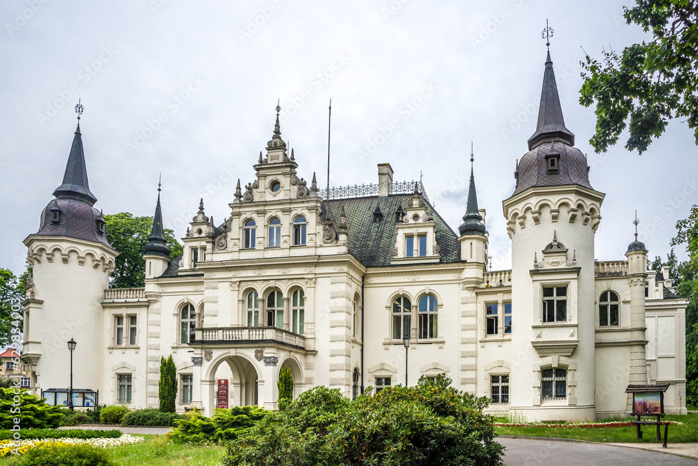 Fototapeta premium View at the Town hall in the streets of Jelcz-Laskowice - Poland