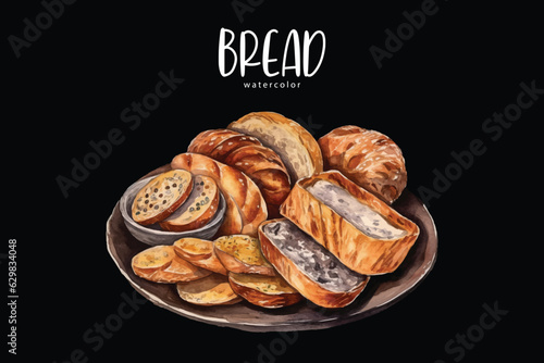 watercolor breads on a plate