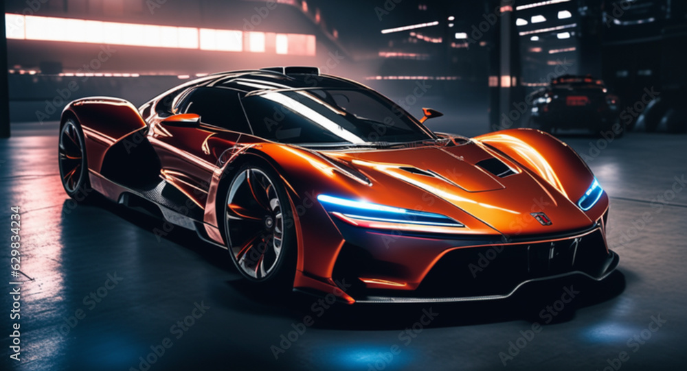 Fototapeta premium A photo of supercar on the street futuristic car with modern design