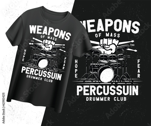 Weapons of mass percussion illustration design, Vintage Drums t-shirt design 