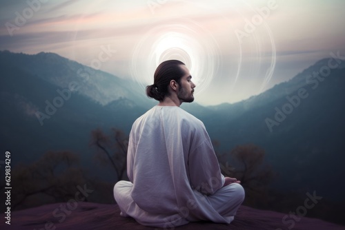 Generative AI illustration of transcendental meditation, Generative AI