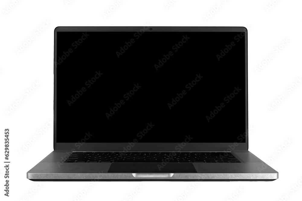 A sleek and modern laptop mockup, standing alone against a blank background, ready to showcase your digital creations. Ai Generative A sleek and modern laptop mockup, standing alone against a blank background, ready to showcase your digital creations. Ai Generative