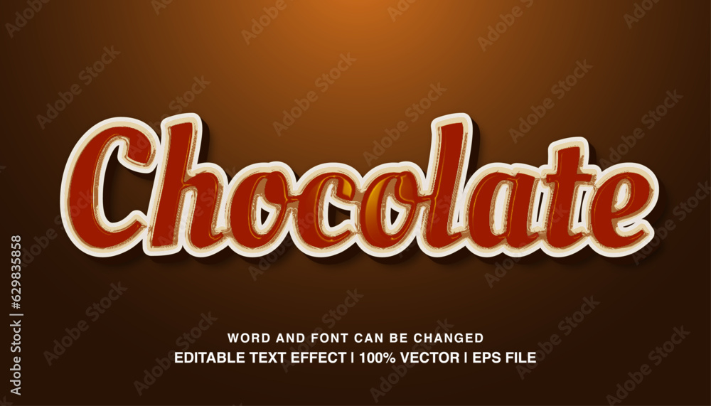 Chocolate editable text effect template, 3d bold cartoon style typeface, premium vector