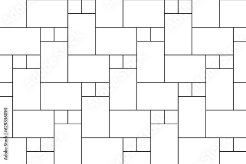 Herringbone inserted tile seamless pattern. Pavement texture. Stone or ceramic brick wall. Kitchen backsplash mosaic surface. Bathroom, shower or toilet floor decoration. Vector outline illustration