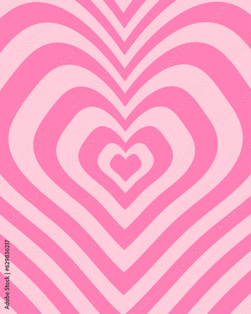 Groovy psychedelic poster in y2k style. Distorted repeating hearts background in trendy retro 2000s design. Cute vector flat illustration in pink pastel colors. Groovy psychedelic poster in y2k style. Distorted repeating hearts background in trendy retro 2000s design. Cute vector flat illustration in pink pastel colors.