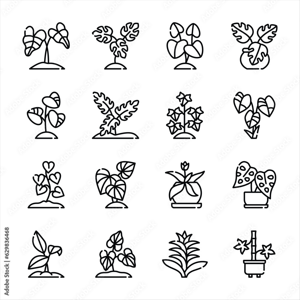 Set of plant line art vector Set of plant line art vector