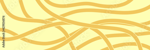 Noodle Ramen Pattern yellow background. Pasta food texture spaghetti geometric. Abstarct ramen ornament. Flat vector illustartion. Wave texture background