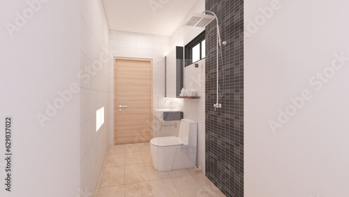 small bathroom .Modern design,3d rendering