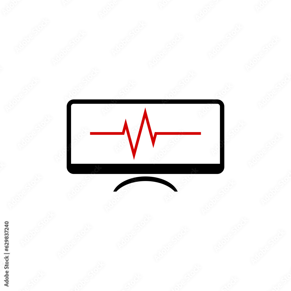 Monitor with cardiogram icon isolated on transparent background Monitor with cardiogram icon isolated on transparent background