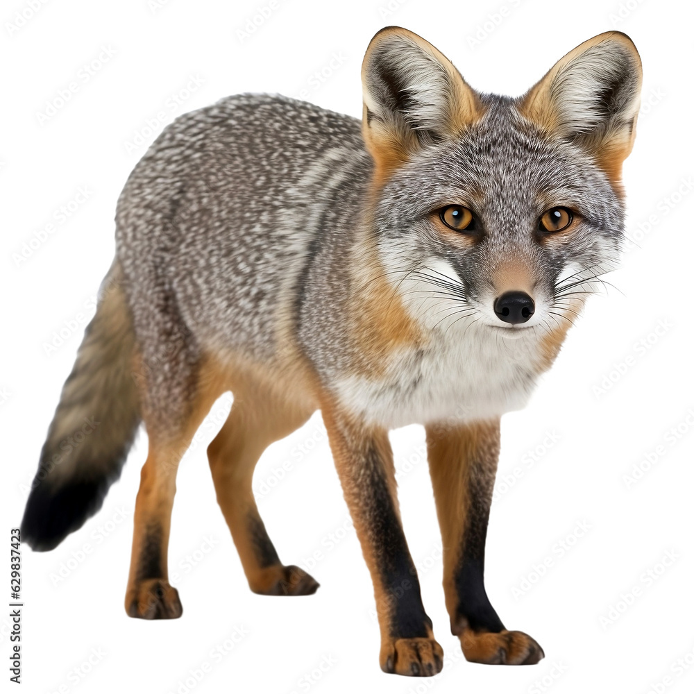 Fototapeta premium grey fox vulpes isolated on white background