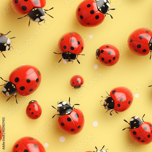 A charming tile adorned with delightful ladybugs, their vibrant red bodies adorned with tiny black spots, bringing a touch of whimsy and luck to the scene.