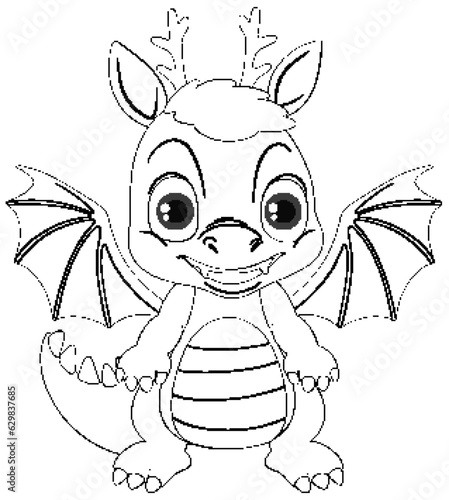 Dragon cartoon doodle coloring character