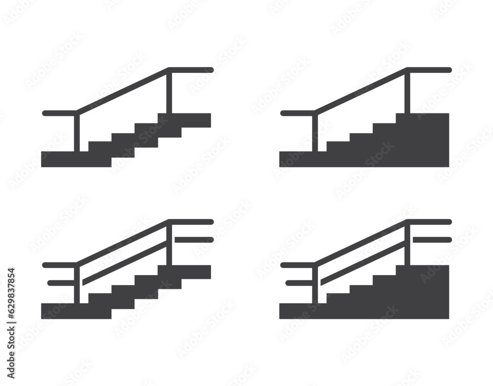 Stairs icon isolated simple silhouette flat style vector illustration. Stairs icon isolated simple silhouette flat style vector illustration.