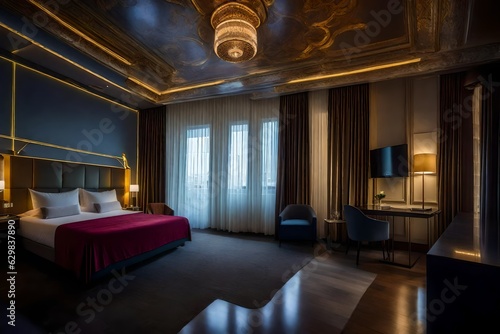 luxury modern hotel Interior design.The big modern Bedroom 