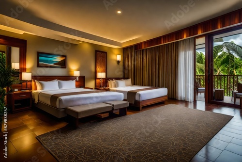 luxury modern hotel Interior design.The big modern Bedroom 