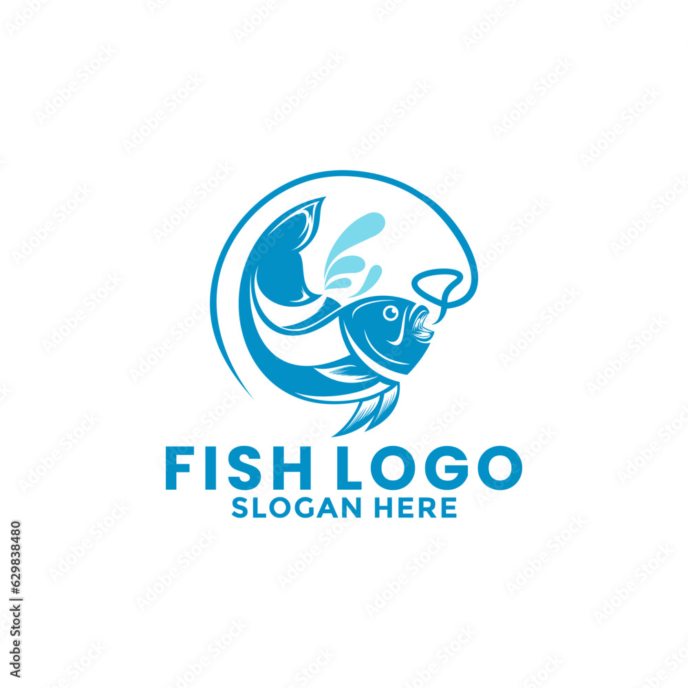 Naklejka premium Fish Logo vector, Fishing logo, fish shop logo design template