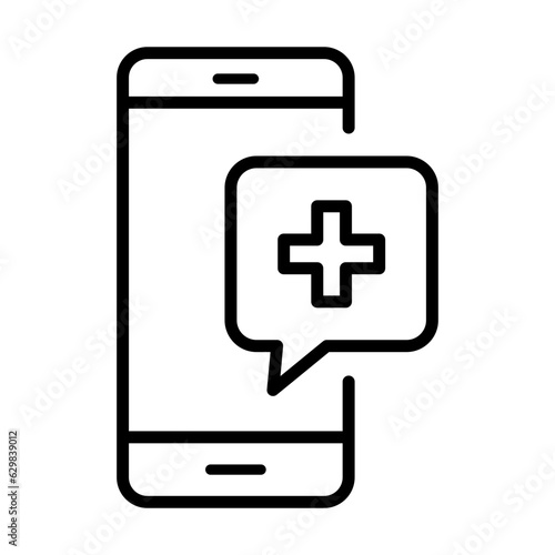 Black single telehealth call line icon, simple online emergency service flat design pictogram, infographic vector for app logo web website button ui ux interface elements isolated on white background