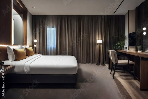 hotel room interior A guest bedroom and bed in a luxury suite, © Creative artist1