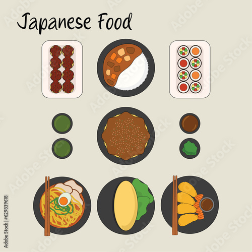 set of japanese food illustrations