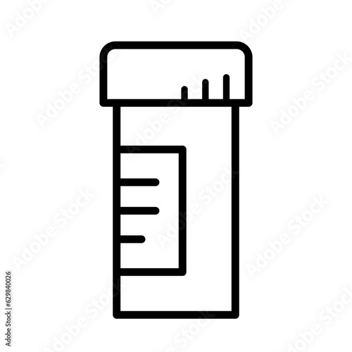 Black single pills bottle line icon, simple health medicine flat design vector pictogram, infographic vector for app logo web website button ui ux interface elements isolated on white background