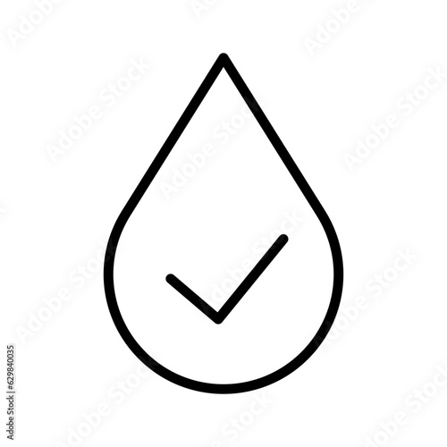Black single clean water quality line icon, simple natural eco outline flat design vector pictogram, infographic vector for app logo web website button ui ux interface elements isolated on white backg