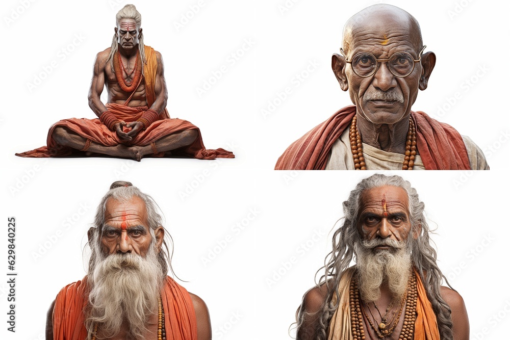 Naklejka premium brahmin set isolated on white background