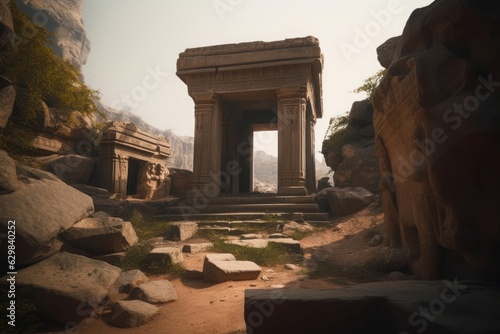 Obraz na płótnie Generative AI illustration of ancient temple ruins, Generative AI w salonie
