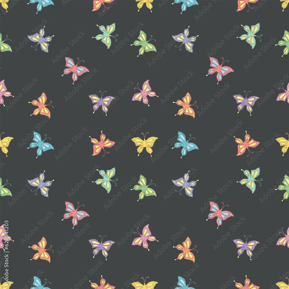 Seamless butterfly pattern. Drawn butterfly background Seamless butterfly pattern. Drawn butterfly background