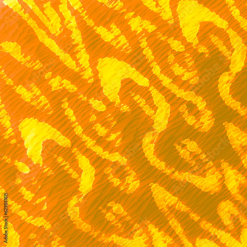 Ikat Fabrics. Orange Watercolor Print Pattern.