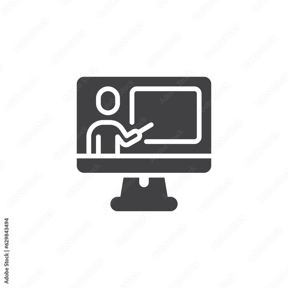 Online lecture vector icon Online lecture vector icon