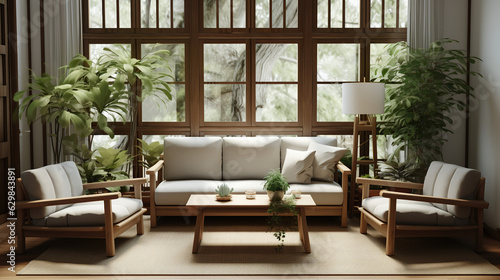 Stylish Living Room Interior Mockup, Modern Interior Design, 3D Render, 3D Illustration © Roman P.
