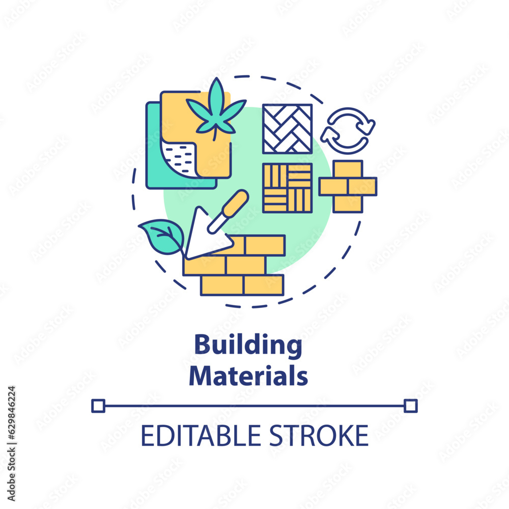 Editable building materials icon concept, isolated vector, sustainable office thin line illustration.