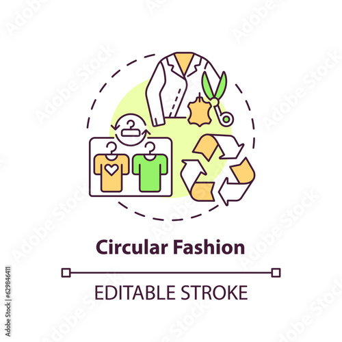 Editable circular fashion icon concept  isolated vector  sustainable office thin line illustration.