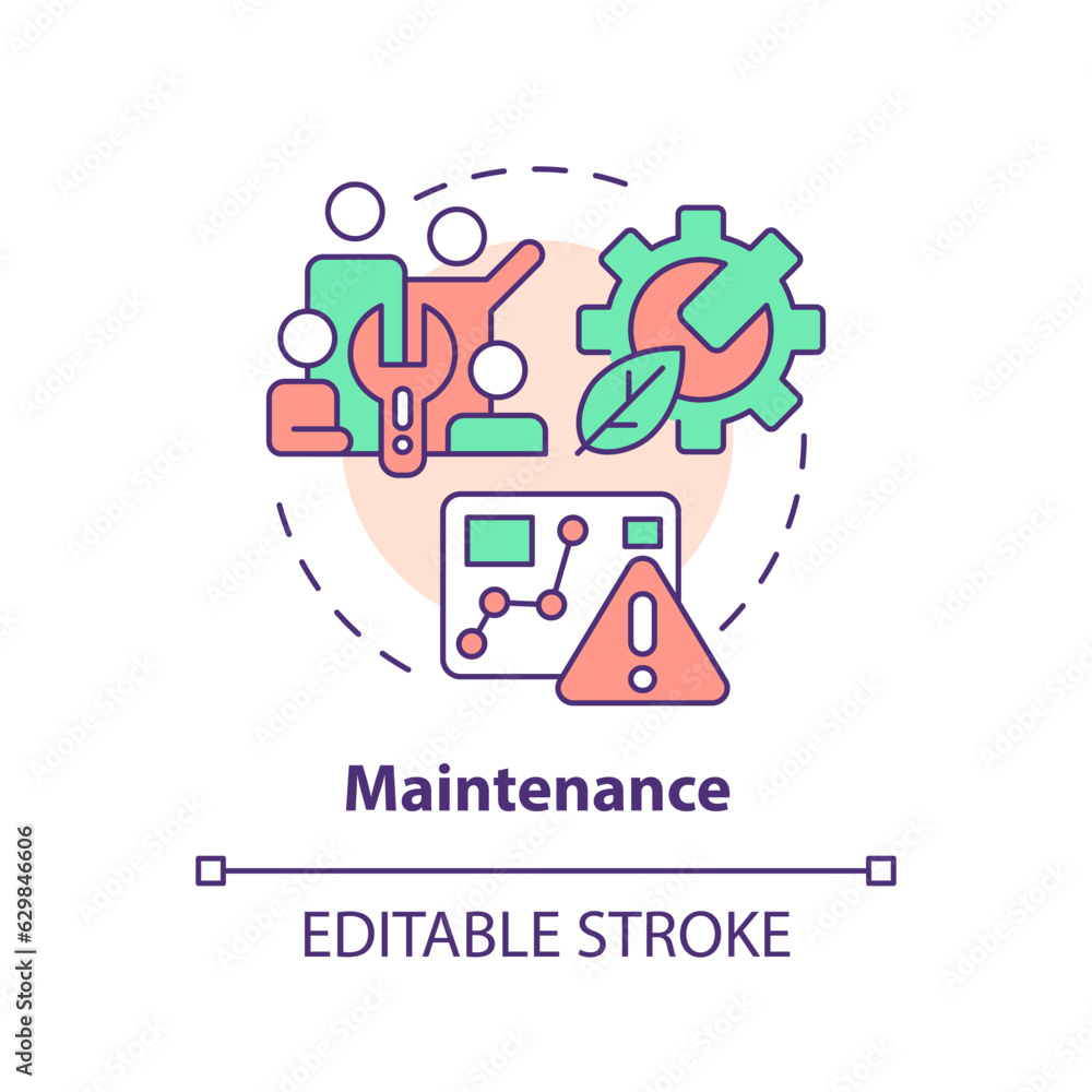 Editable maintenance icon concept, isolated vector, sustainable office thin line illustration.