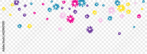 Yellow Flowers Background Transparent Vector. Leaf Holiday Banner. Color Petal Duplicate. Tiny Textile. Beauty Multi-colored Daisy.