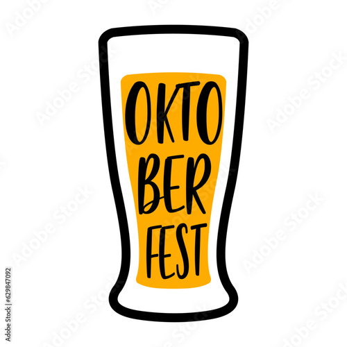 Logo festival de la cerveza alemana. Letras de la palabra Oktoberfest en líquido de vaso de cerveza líneal