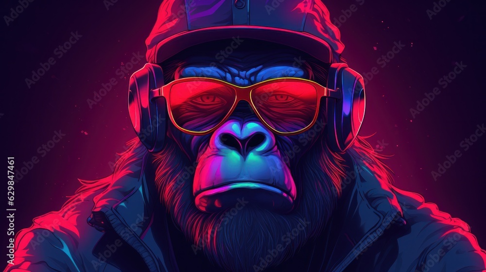 Neon gorilla portrait Neon gorilla portrait
