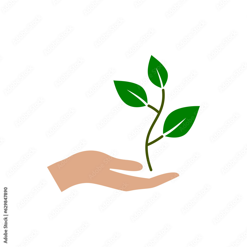 Plant, sprout in a hand icon isolated on transparent background