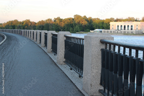 City granite embankment in the evening, without people, beautiful view