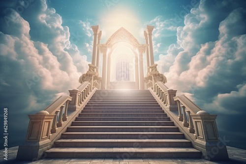 Steps to Heaven, a staircase in the clouds leads to the gates of Heaven 