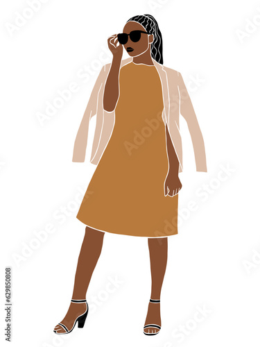 Abstract beautiful black woman illustration. Vector illustration.