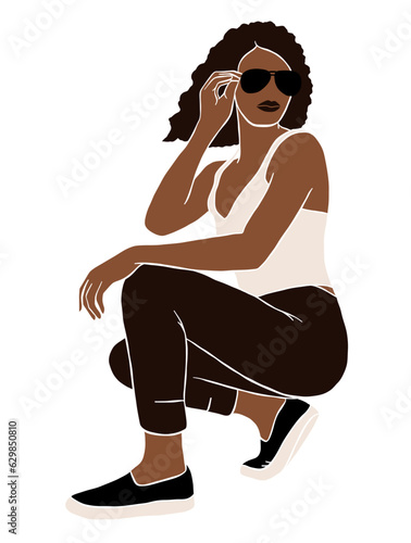 Abstract beautiful black woman illustration. Vector illustration.