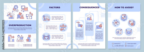 2D overproduction brochure template, leaflet design with thin line icons, 4 vector layouts. photo