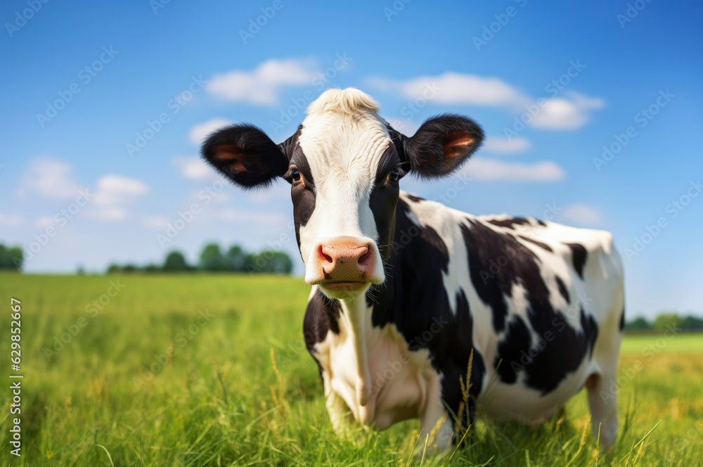 Ai generated image of perfect cow on a field