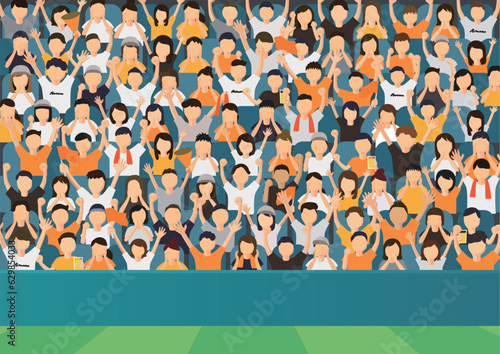 スポーツ観戦　応援する人たちのイラスト