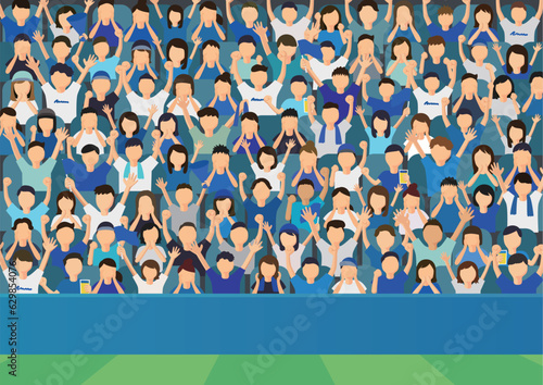 スポーツ観戦　応援する人たちのイラスト