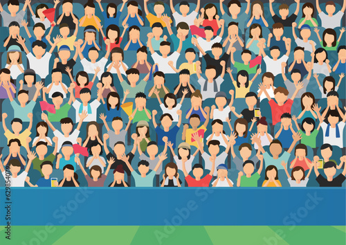 スポーツ観戦　応援する人たちのイラスト