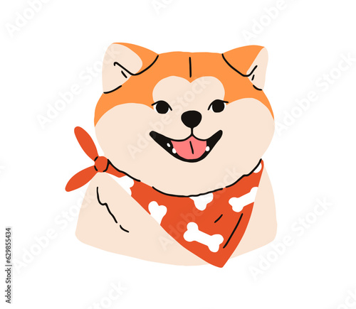 Akita Inu avatar, Japanese breed. Happy funny puppy, canine portrait. Cute sm...